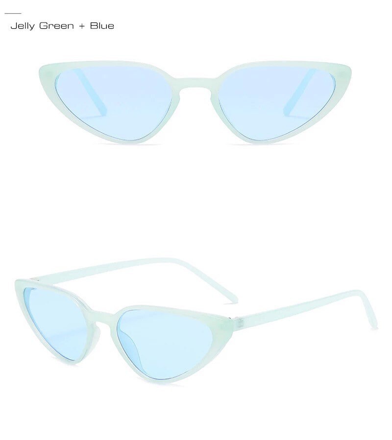 Retro Small Cat Eye Sunglasses |Women Men| Retro Trending Jelly Green Sun Glasses| Summer Shades UV400 eyeglasses