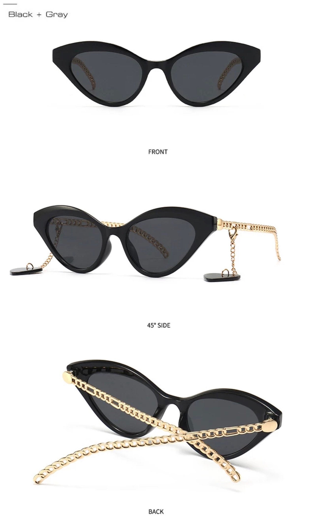Retro Small Cat Eye Sunglasses| Women Men| Fashion Chain Decoration |Brand Designer |Trending Leopard Champagne Sun Glasses