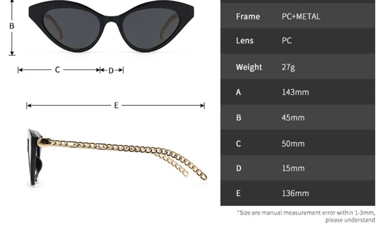 Retro Small Cat Eye Sunglasses| Women Men| Fashion Chain Decoration |Brand Designer |Trending Leopard Champagne Sun Glasses