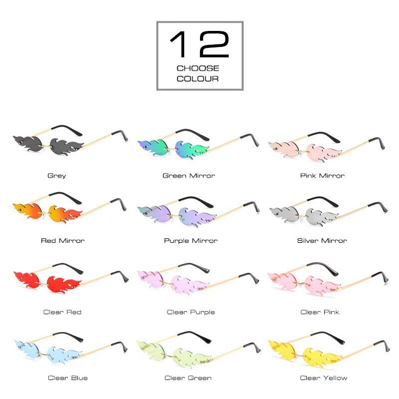 New Summer Ins Popular Fire Sunglasses |Women Men|Amazing Small Rimless Wave| Cat Eye Sunglasses|Eyeglasses frames