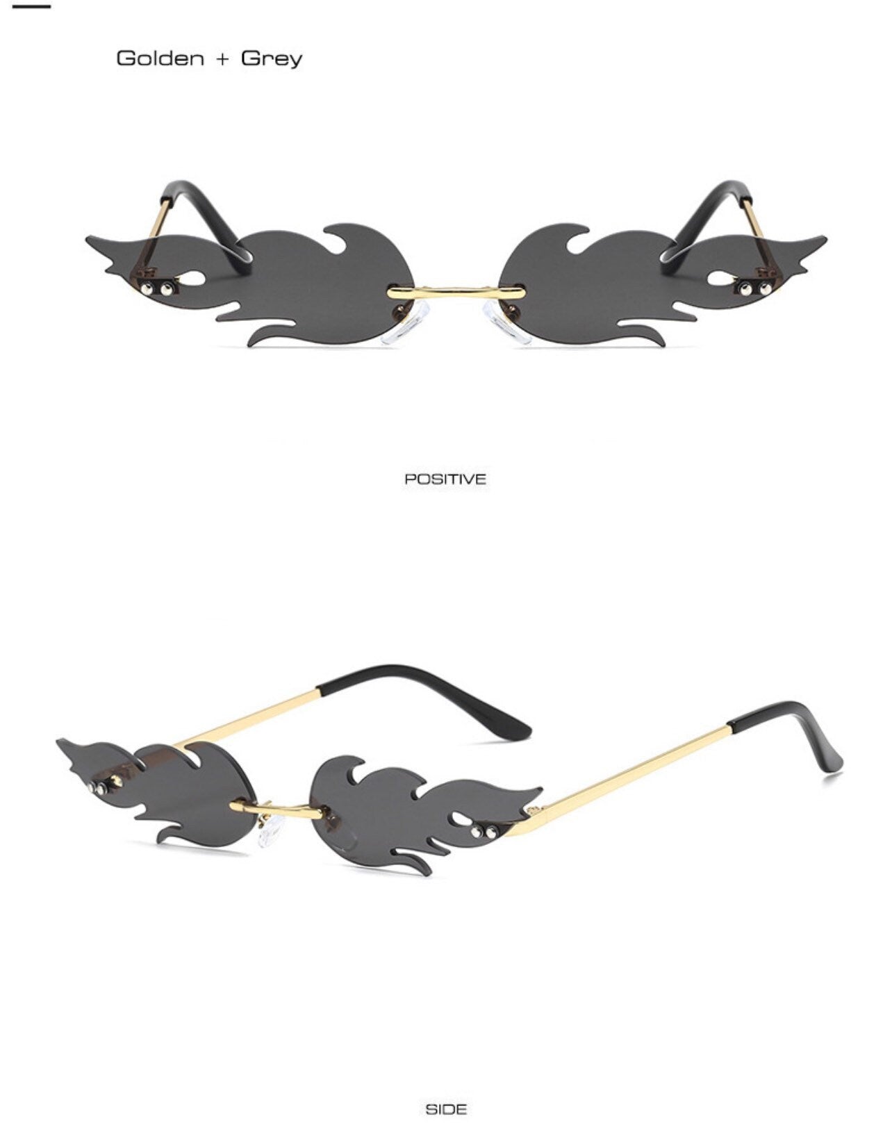 New Summer Ins Popular Fire Sunglasses |Women Men|Amazing Small Rimless Wave| Cat Eye Sunglasses|Eyeglasses frames
