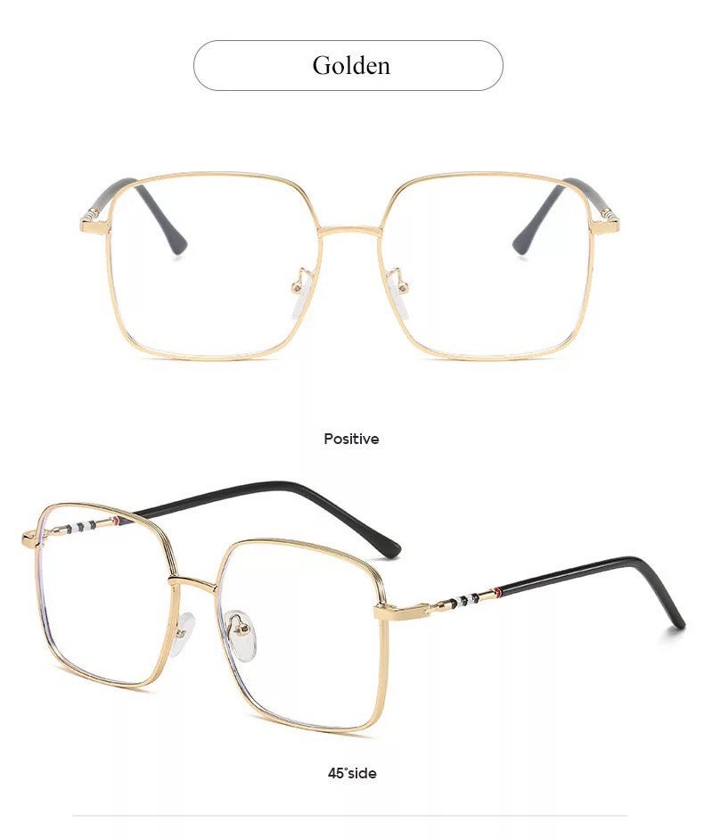 New Anti-Blue Light Fashion Metal Square Glasses |Women Men| Frame Oversized Optical Eyeglasses Frames