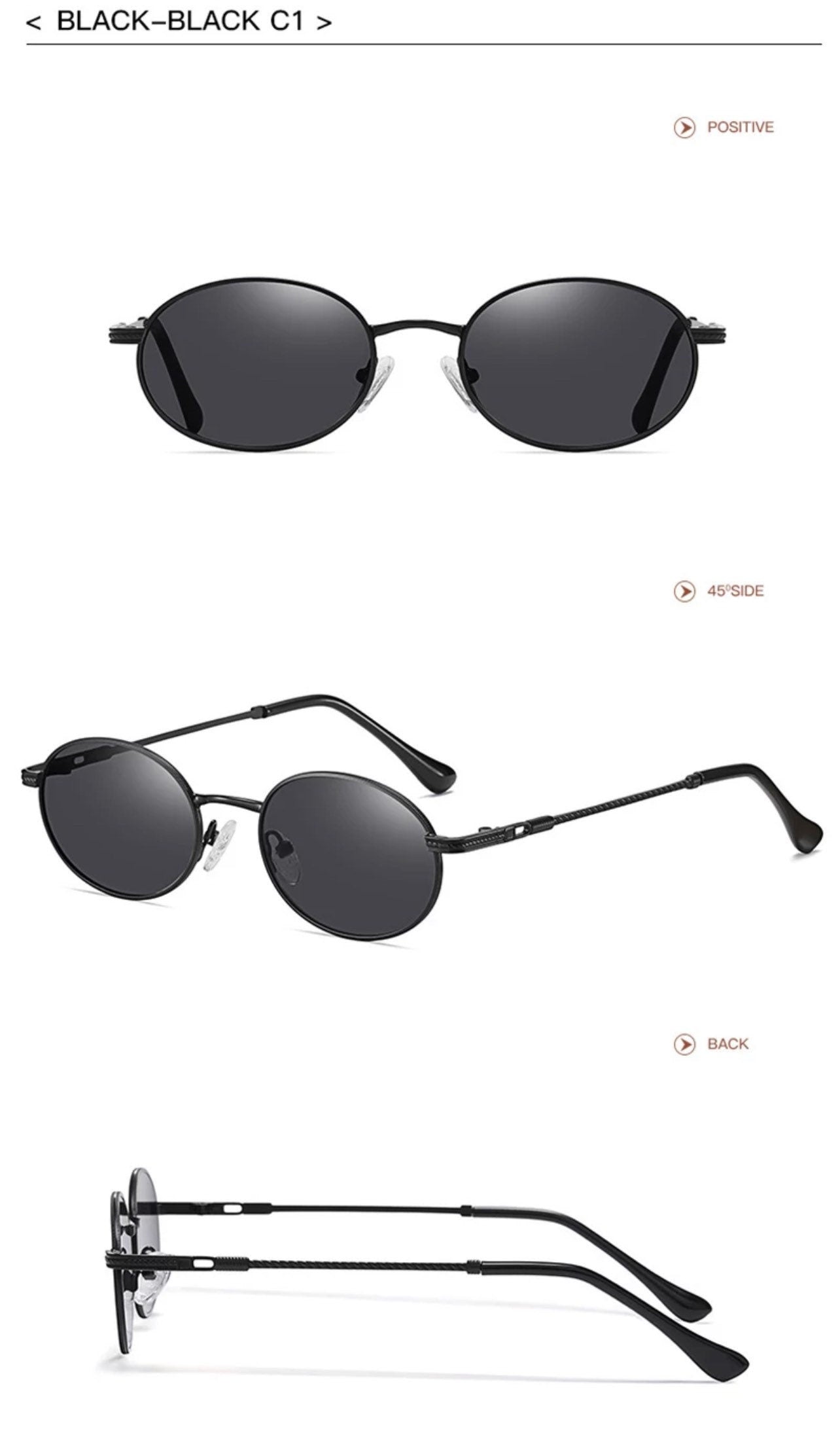 Ins Popular Small Round summer Sunglasses|Women Men| Retro Metal Punk Oval Clear Ocean Lens | Eyewear Shades UV400 Sun Glasses