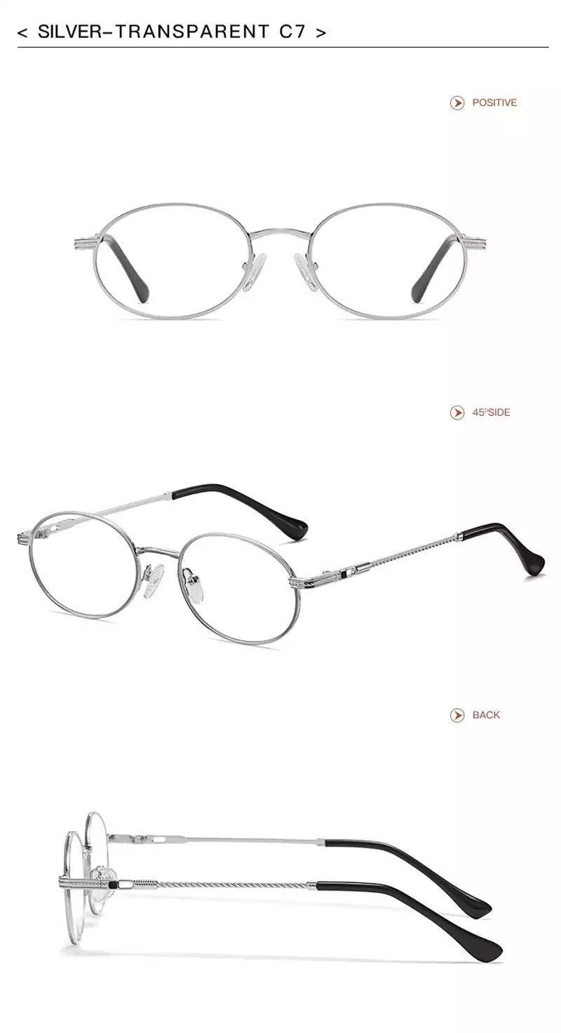 Ins Popular Small Round summer Sunglasses|Women Men| Retro Metal Punk Oval Clear Ocean Lens | Eyewear Shades UV400 Sun Glasses