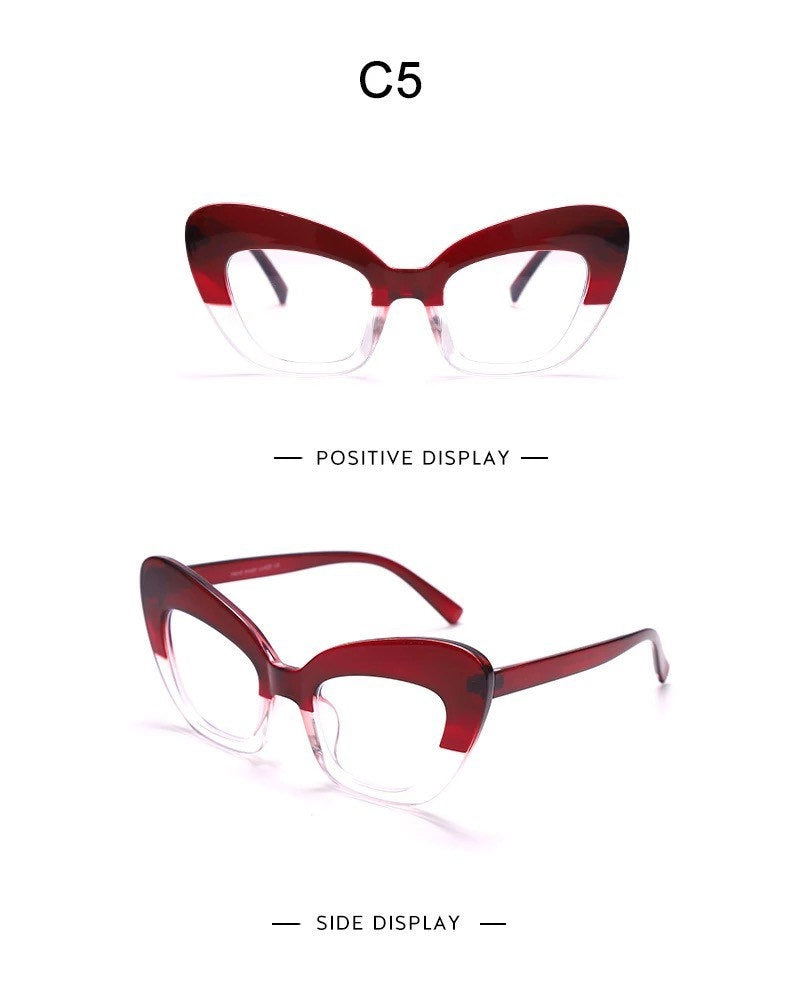 Cat Eye Transparent Glasses Women Gradient Leopard Big Frame Optical Fashion Computer Prescription Eyeglasses Vintage Glasses