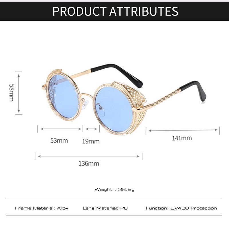 New Retro Round Steampunk Sunglasses |Women Men| Vintage Punk Shades UV400