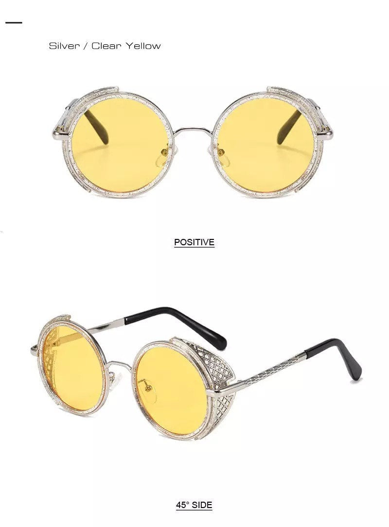 New Retro Round Steampunk Sunglasses |Women Men| Vintage Punk Shades UV400