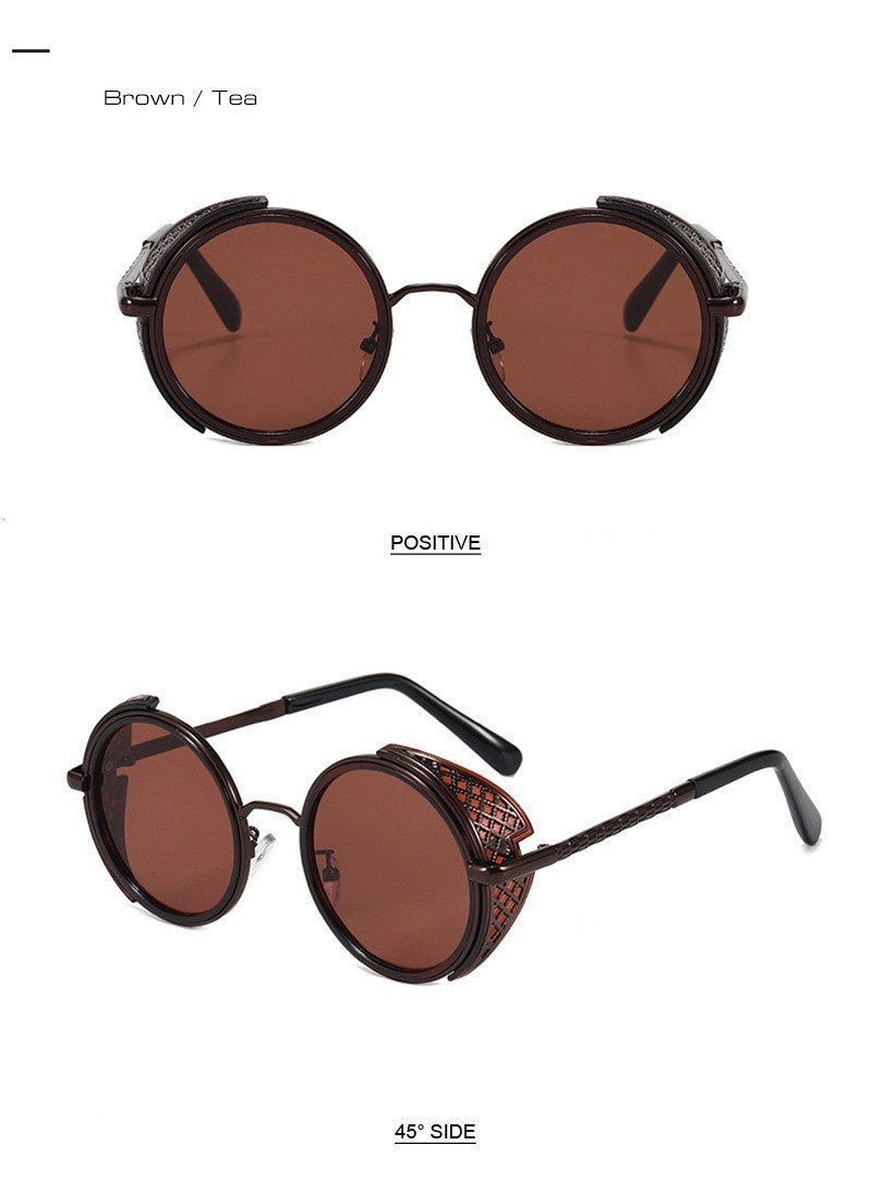 New Retro Round Steampunk Sunglasses |Women Men| Vintage Punk Shades UV400