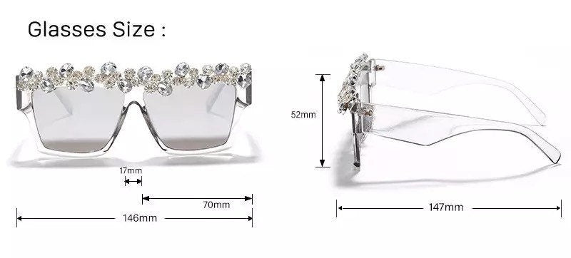 Oversized Square Diamond Sunglasses |Women Men|Luxury Brand Fashion |Rhinestone Sunglasses| One Piece Punk Shades Glasses