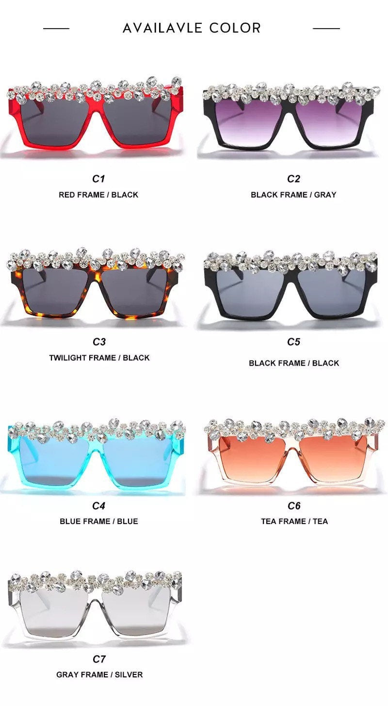 Oversized Square Diamond Sunglasses |Women Men|Luxury Brand Fashion |Rhinestone Sunglasses| One Piece Punk Shades Glasses