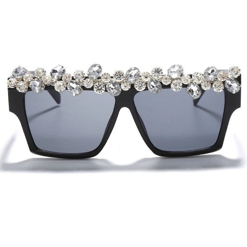 Oversized Square Diamond Sunglasses |Women Men|Luxury Brand Fashion |Rhinestone Sunglasses| One Piece Punk Shades Glasses