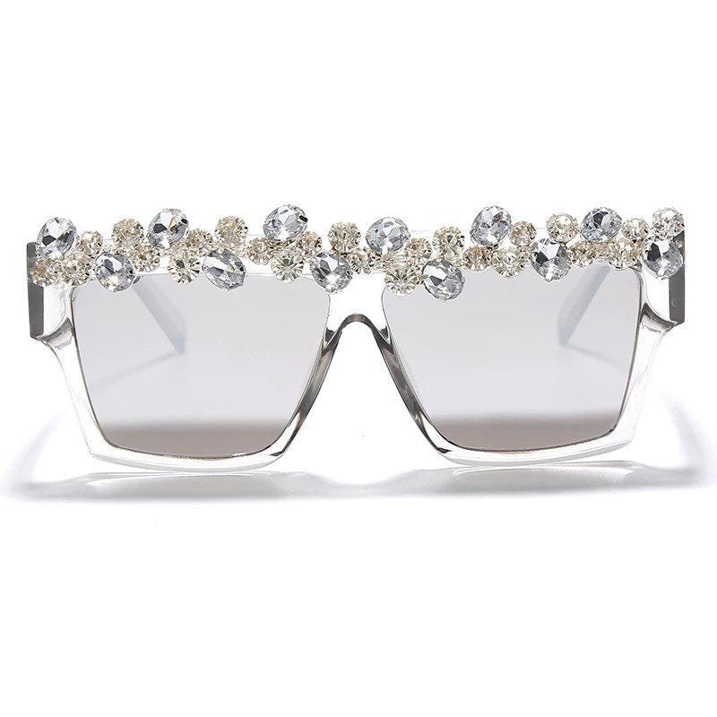 Oversized Square Diamond Sunglasses |Women Men|Luxury Brand Fashion |Rhinestone Sunglasses| One Piece Punk Shades Glasses