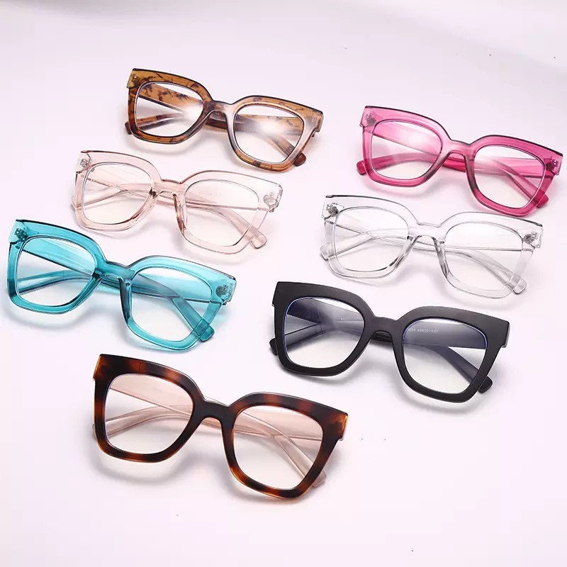 Vintage Square Eyeglasses Frame| For Women Men| Fashion Computer Anti Blue Light Glasses |Cat Eye Transparent Lens Fake Glasses