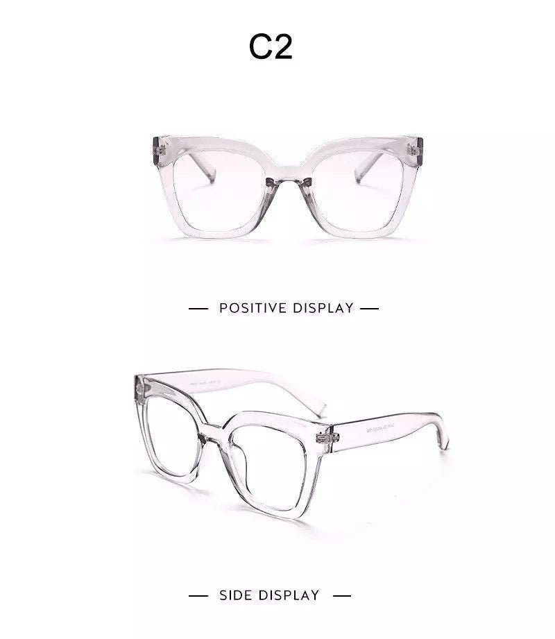 Vintage Square Eyeglasses Frame| For Women Men| Fashion Computer Anti Blue Light Glasses |Cat Eye Transparent Lens Fake Glasses