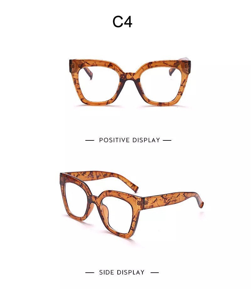 Vintage Square Eyeglasses Frame| For Women Men| Fashion Computer Anti Blue Light Glasses |Cat Eye Transparent Lens Fake Glasses