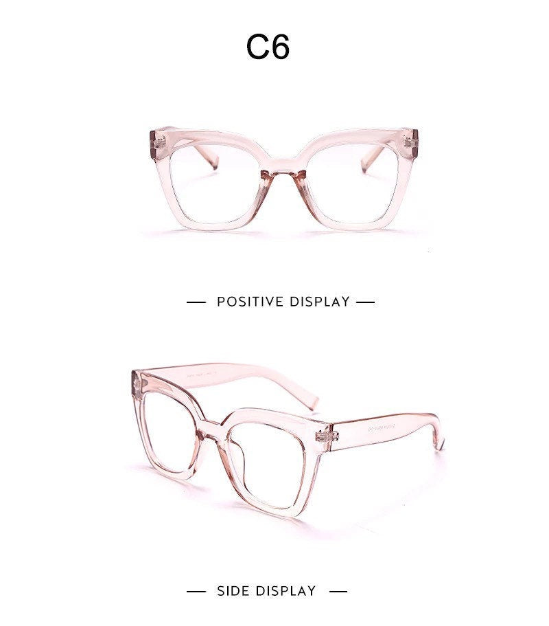 Vintage Square Eyeglasses Frame| For Women Men| Fashion Computer Anti Blue Light Glasses |Cat Eye Transparent Lens Fake Glasses