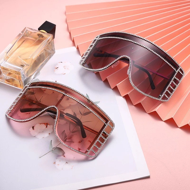 Oversized Crystal Sunglasses |Women Men|Square Sunglasses |Bling Diamond Sunglasses Luxury Fashion Shade Uv400