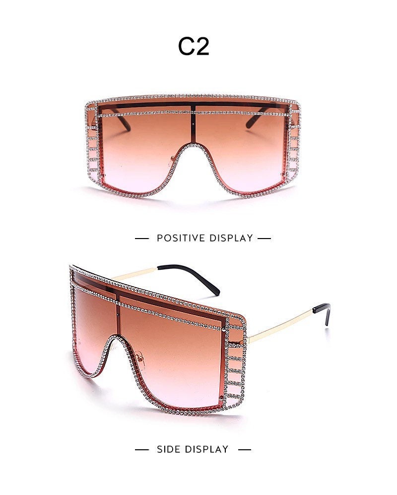 Oversized Crystal Sunglasses |Women Men|Square Sunglasses |Bling Diamond Sunglasses Luxury Fashion Shade Uv400
