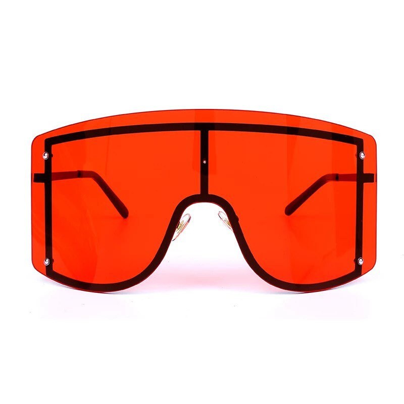 Oversized Women Blue Yellow Gradient Sunglasses |Fashion Rimless Metal Female Shades |Luxury Brand Designer Personality Eyewear
