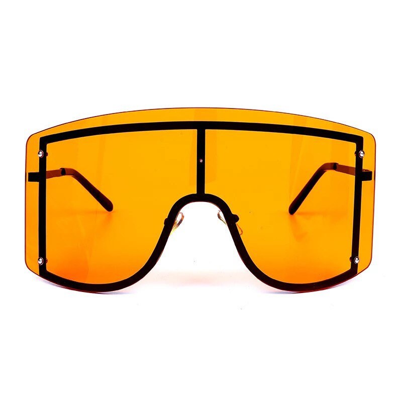 Oversized Women Blue Yellow Gradient Sunglasses |Fashion Rimless Metal Female Shades |Luxury Brand Designer Personality Eyewear