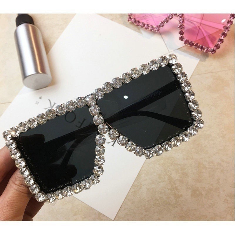 Oversized Crystal Sunglasses|Women Men| Square sunglasses |Bling Rhinestone Sun glasses|Luxury Fashion Shade UV 400
