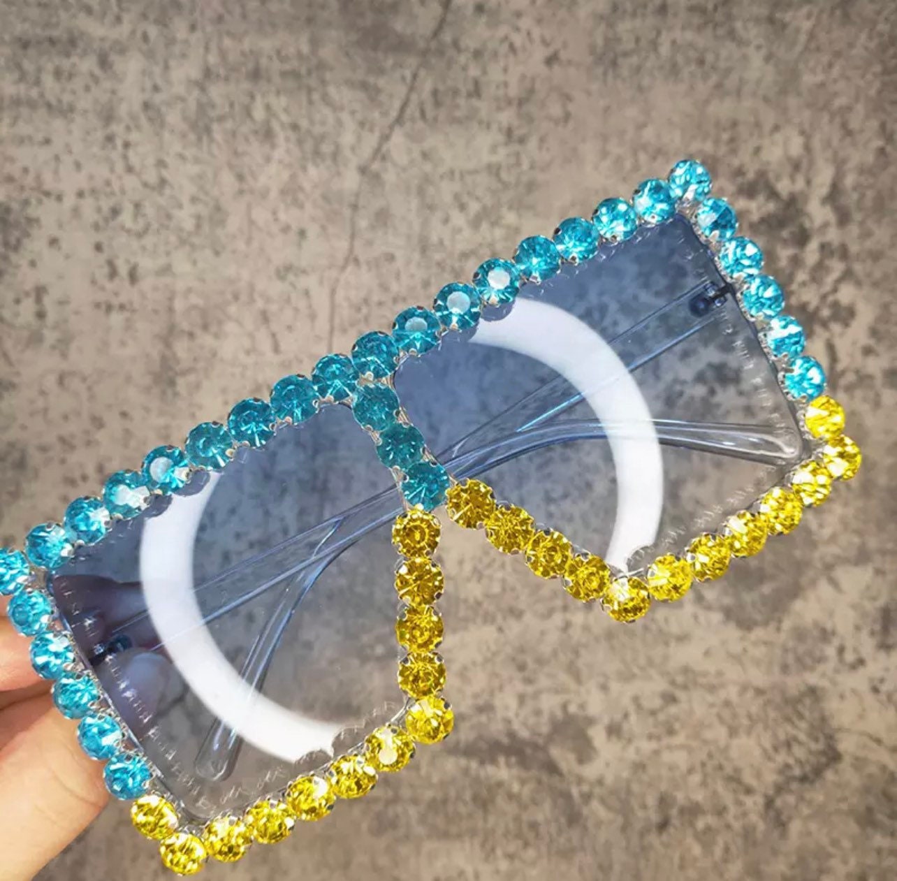 Oversized Crystal Sunglasses|Women Men| Square sunglasses |Bling Rhinestone Sun glasses|Luxury Fashion Shade UV 400