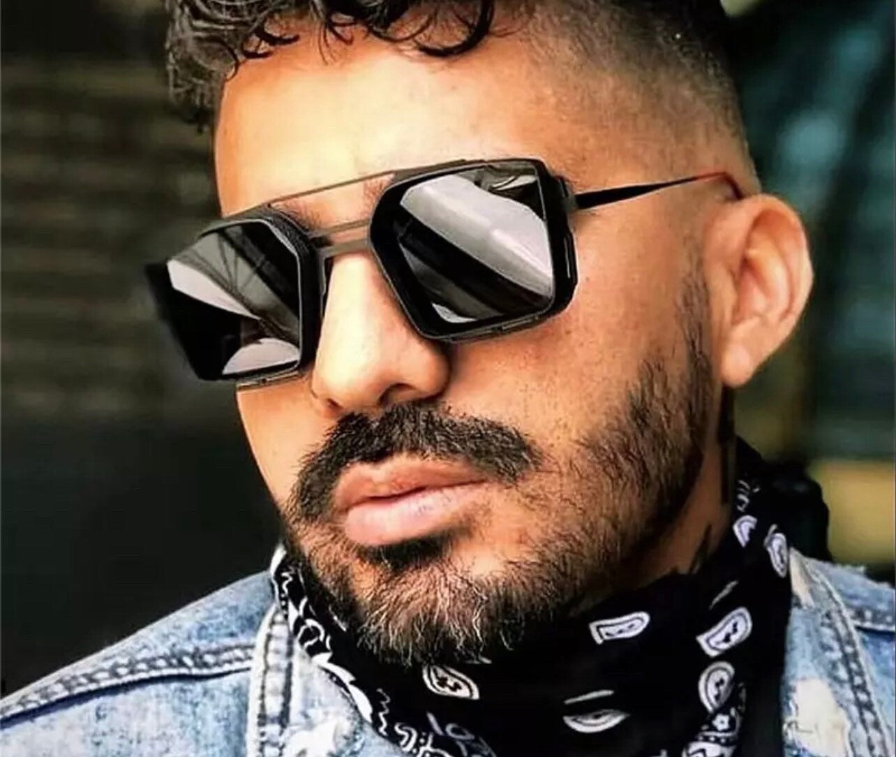 Summer Retro Metal Unisex Steampunk Square Double Bridges Sunglasses |Women Men|Eyeglasses Shades |Gradient Mirror| Punk Sun Glasses