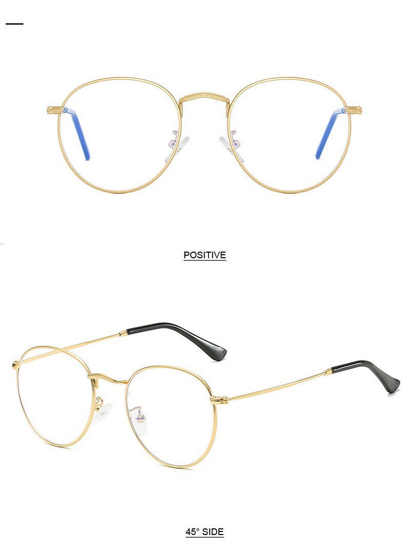 Classic Anti-Blue Light Glasses|Frame Brand Designer Fashion Eyeglasses |Round Metal Glasses Optical Frames Computer Glasses