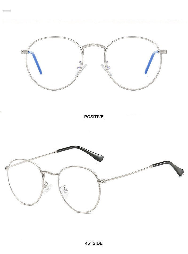 Classic Anti-Blue Light Glasses|Frame Brand Designer Fashion Eyeglasses |Round Metal Glasses Optical Frames Computer Glasses