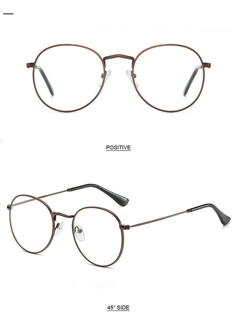 Classic Anti-Blue Light Glasses|Frame Brand Designer Fashion Eyeglasses |Round Metal Glasses Optical Frames Computer Glasses