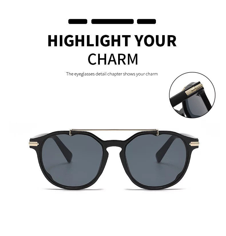 New Trendy Metal Punk Round Sunglasses|Woman Men|Vintage Brand Travel Classic Sun Glasses |Female Fashion Retro Eyewear summer