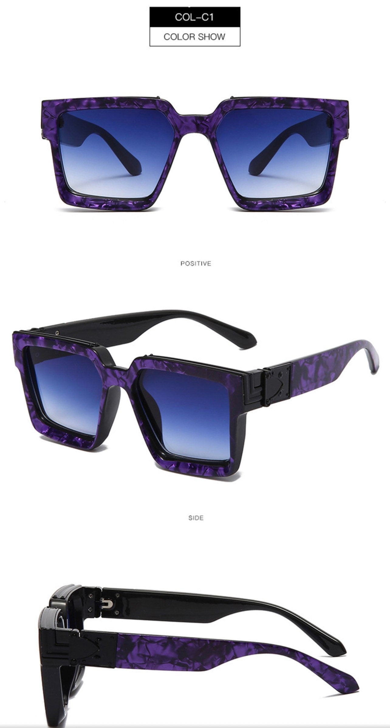 Retro Square Sunglasses|Women Men|Gradient Mirror Eyewear Brand Designer |Fashion Shades UV400 Sun Glasses