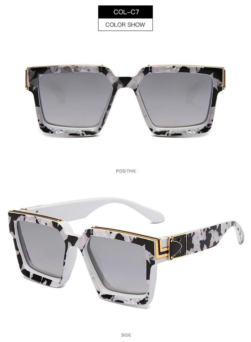 Retro Square Sunglasses|Women Men|Gradient Mirror Eyewear Brand Designer |Fashion Shades UV400 Sun Glasses