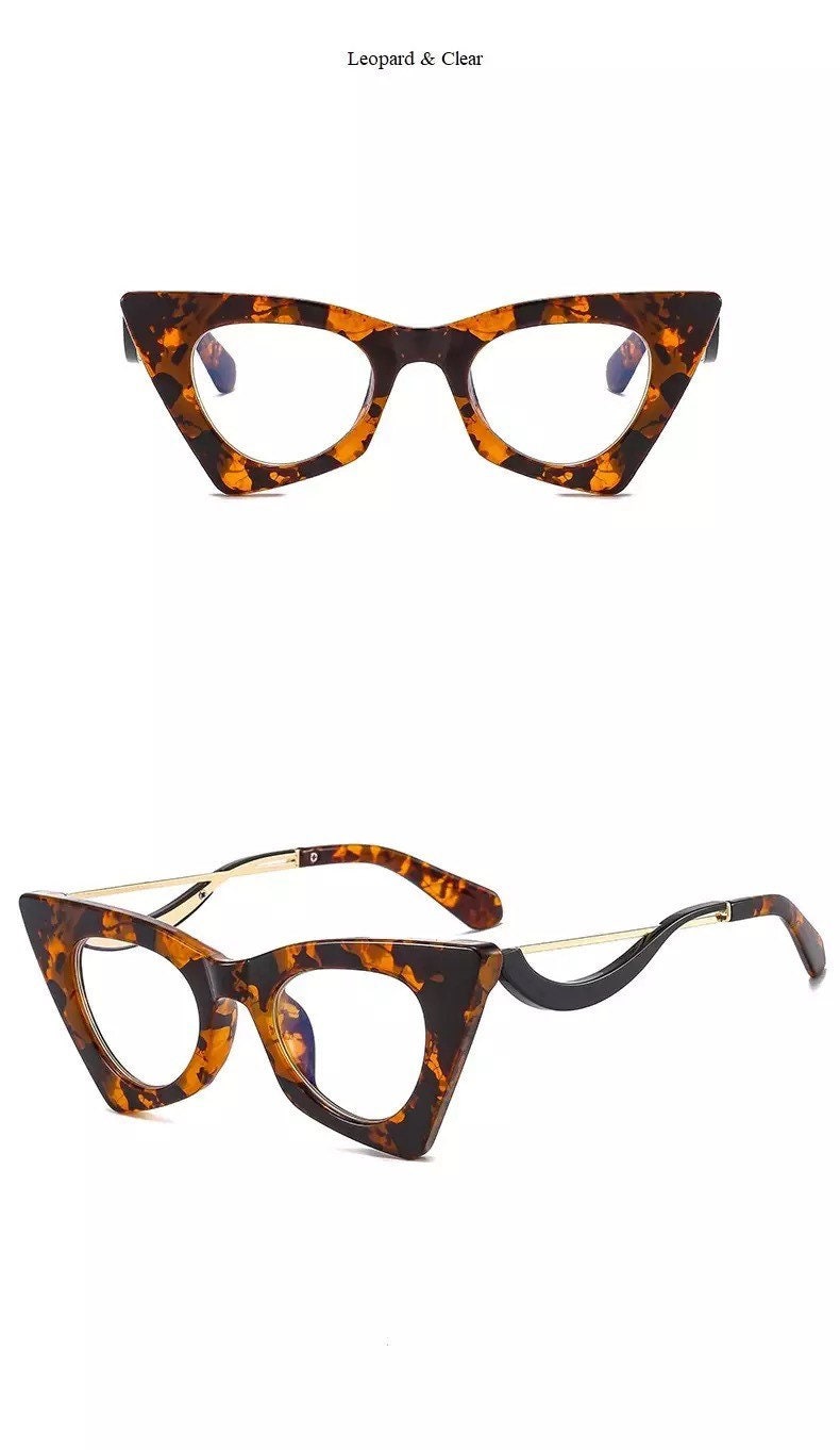 New Fashion Vintage Cat Eye Frame Glasses |Women Men|Alloy Round Clear Print Leopard Eyeglasses |Female Sexy Glasses Ornament