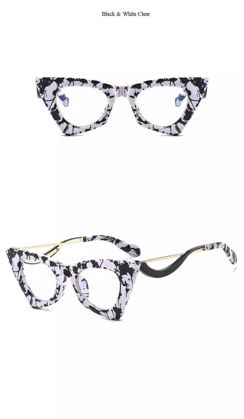 New Fashion Vintage Cat Eye Frame Glasses |Women Men|Alloy Round Clear Print Leopard Eyeglasses |Female Sexy Glasses Ornament