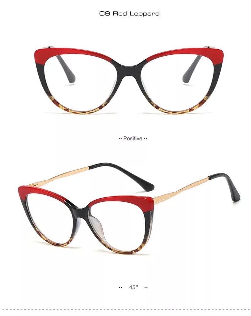 New Fashion Vintage Cat Eye Frame Glasses |Women Men|Alloy Round Clear Print Leopard Eyeglasses |Female Sexy Glasses Ornament