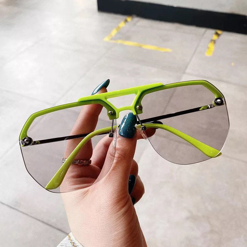 Fashion Half Frames Oversized |Women Men|Square Sunglasses Trending|Anti-Blue Computer Glasses UV400|Summer glasses