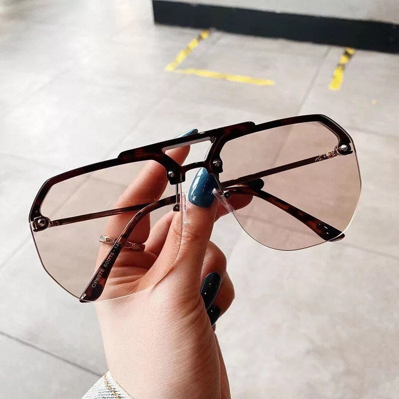 Fashion Half Frames Oversized |Women Men|Square Sunglasses Trending|Anti-Blue Computer Glasses UV400|Summer glasses