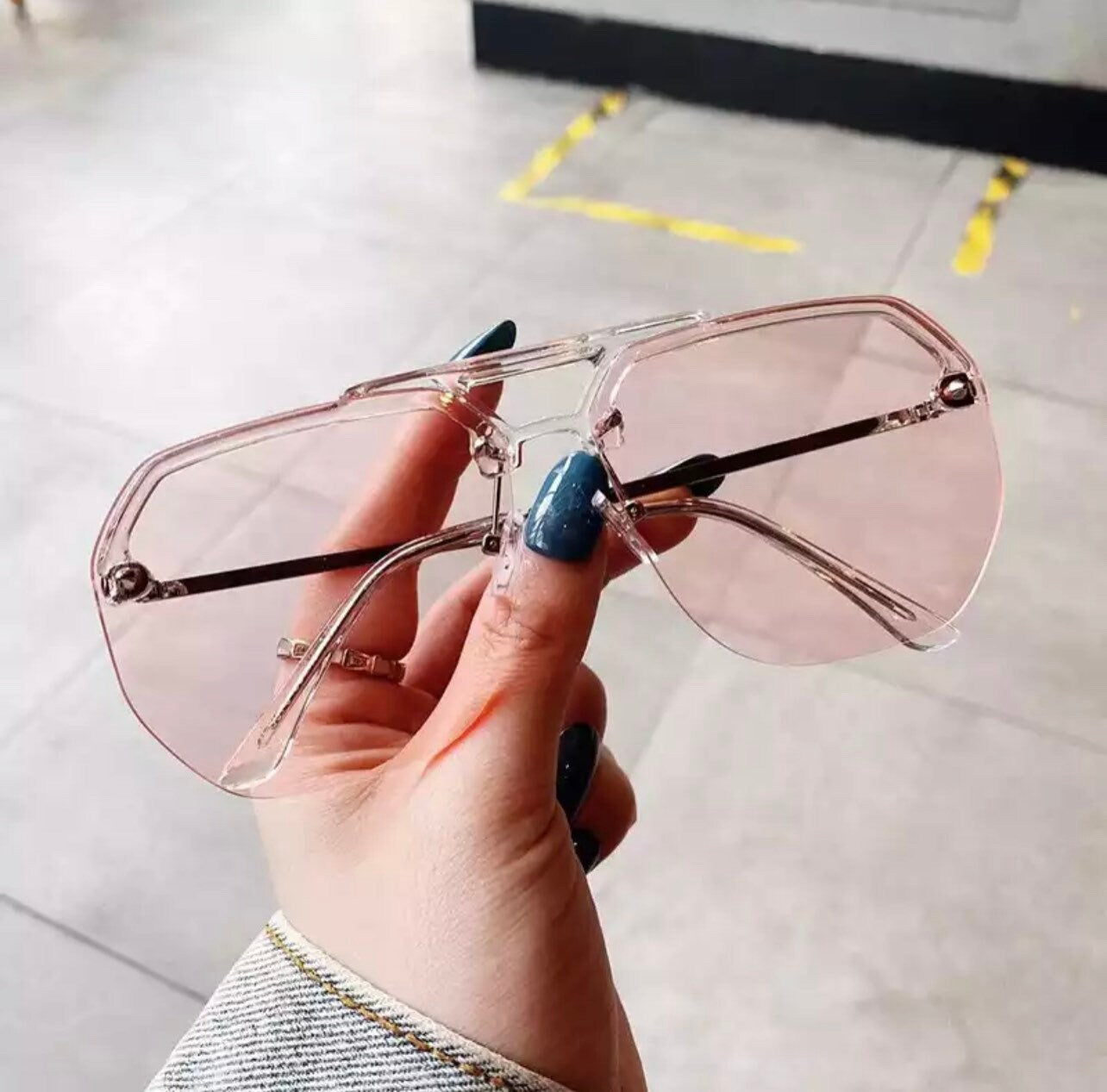 Fashion Half Frames Oversized |Women Men|Square Sunglasses Trending|Anti-Blue Computer Glasses UV400|Summer glasses