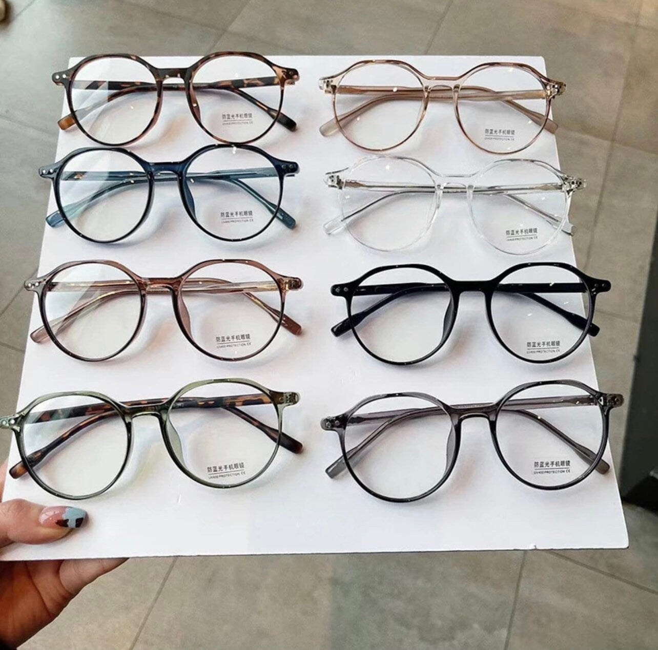 Fashion TR90 Round Glasses Frame|Women Men| Retro Rivets Decoration|Clear Anti-blue Light Eyewear|Optical Frames