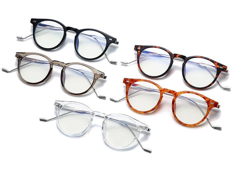 Retro Anti Blue Light Round|Women Men|Glasses Frame Fashion |Spring Hinge Clear Optical Eyewear| Leopard Computer Glasses