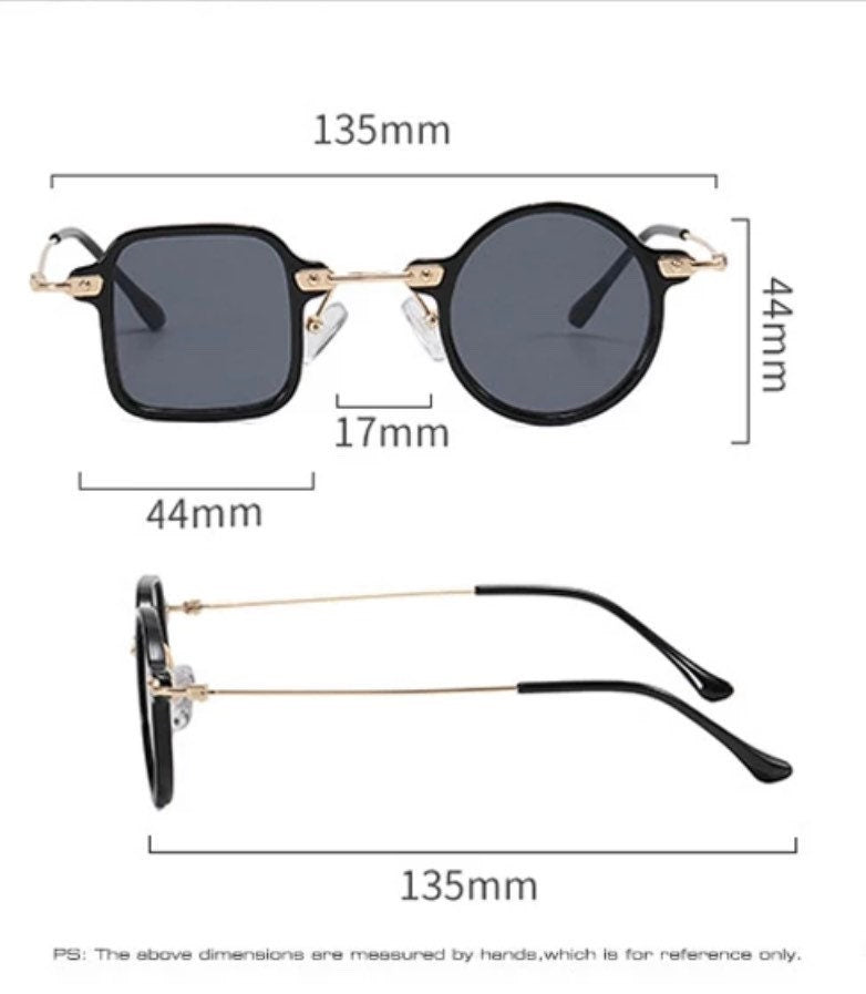 Retro Unique Square Round Sunglasses |Women Men|Fashion Clear Ocean Lens Shades UV400|Punk Sun Glasses
