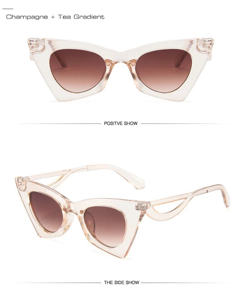 Fashion Colorful Cat Eye Sunglasses|Women Men|Gradient Shades UV400 Retro Summer Sun Glasses|Eyeglasses frames