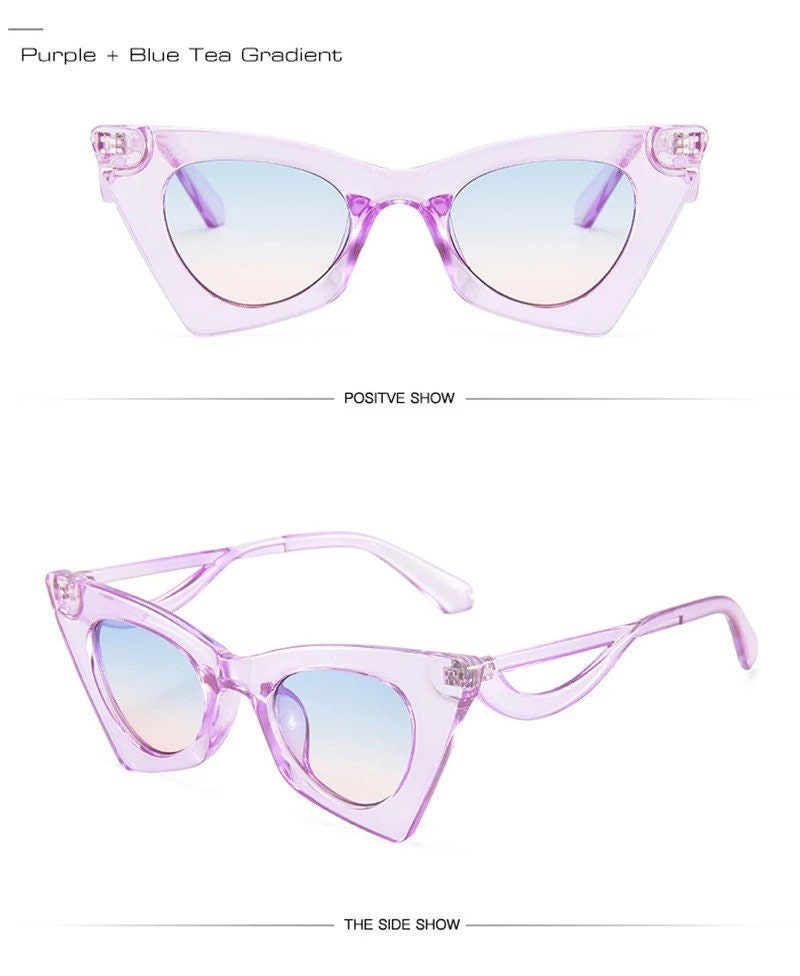 Fashion Colorful Cat Eye Sunglasses|Women Men|Gradient Shades UV400 Retro Summer Sun Glasses|Eyeglasses frames