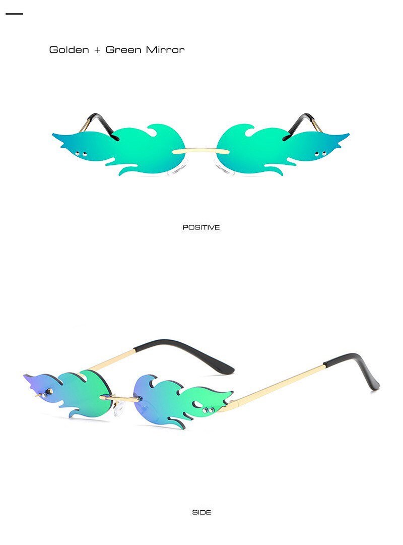 New Summer Ins Popular Fire Sunglasses |Women Men|Amazing Small Rimless Wave| Cat Eye Sunglasses|Eyeglasses frames
