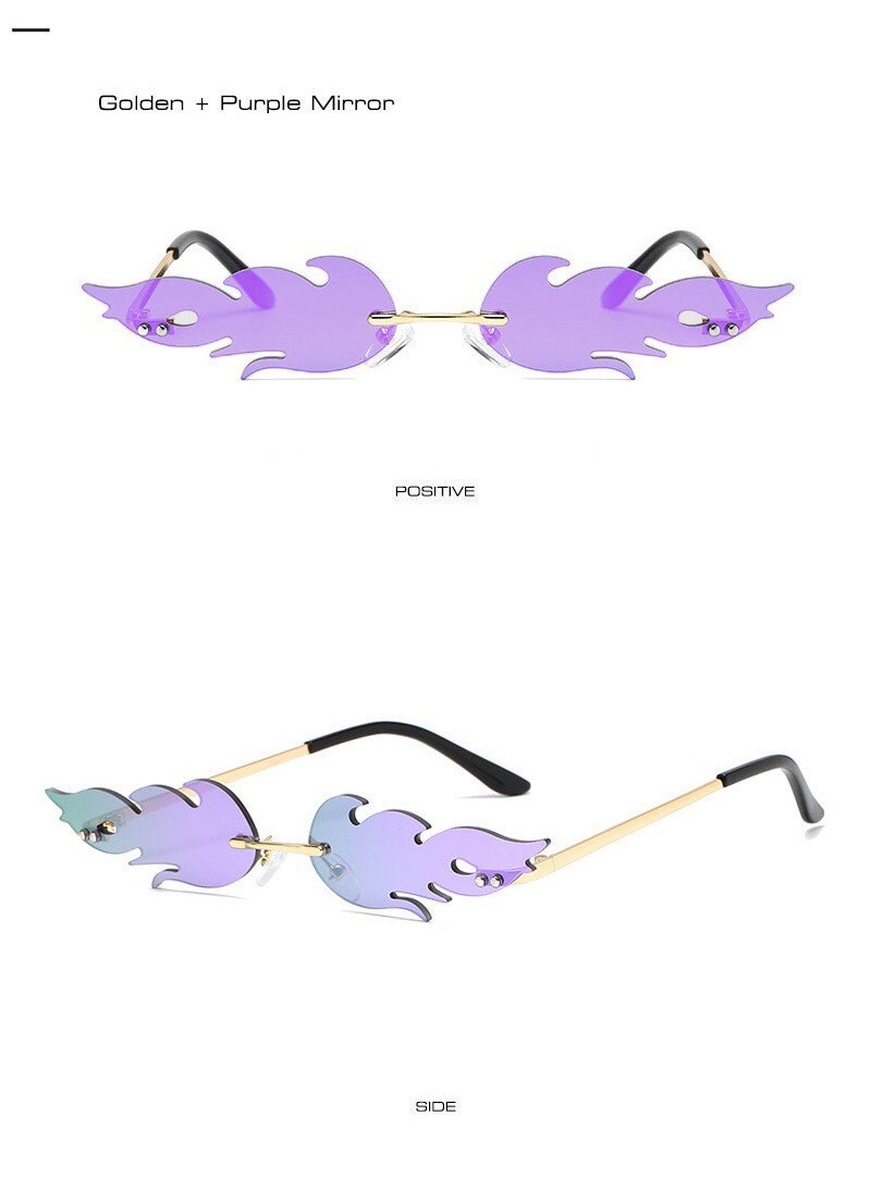 New Summer Ins Popular Fire Sunglasses |Women Men|Amazing Small Rimless Wave| Cat Eye Sunglasses|Eyeglasses frames