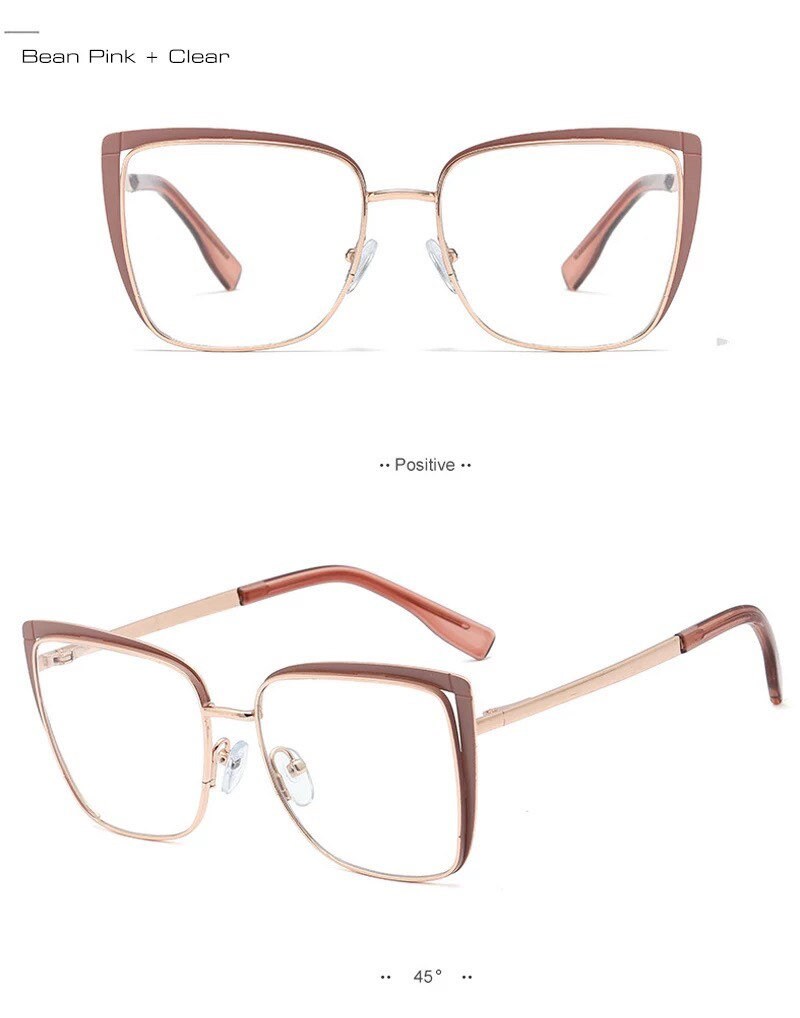 Retro Cat Eye Metal Eyeglasses Frame|Women Men|Fashion Clear Anti Blue Light Optical Eyewear| Square Frame Computer Goggle