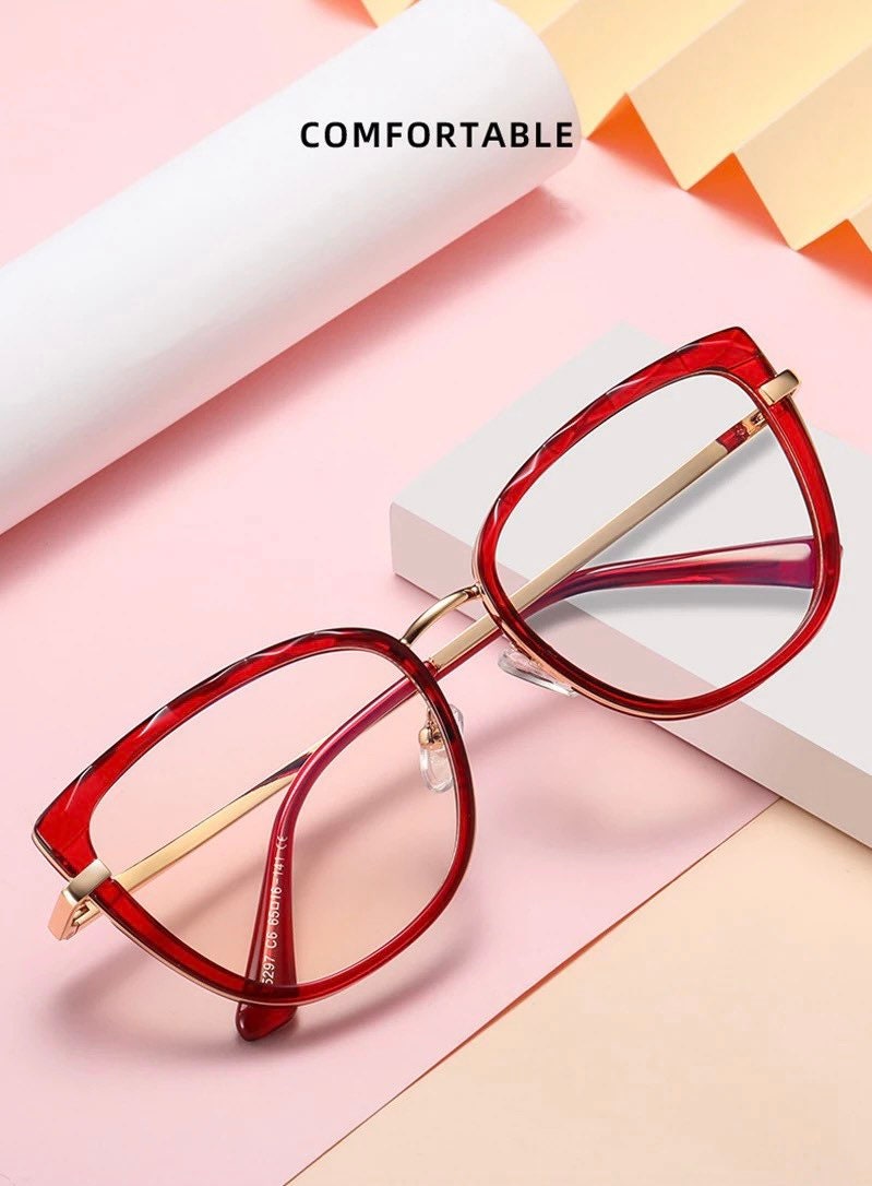 Retro Anti Blue Light Cat Eye|Women Men| Glasses Frame Fashion TR90 Metal Spring Hinge Optical Eyewear|Computer Anti-Blue light Eyeglasses