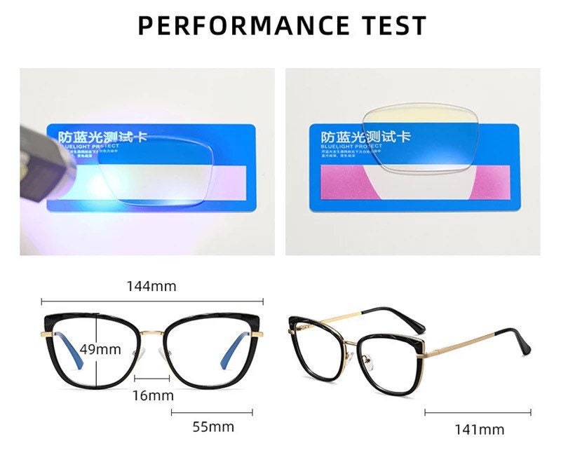 Retro Anti Blue Light Cat Eye|Women Men| Glasses Frame Fashion TR90 Metal Spring Hinge Optical Eyewear|Computer Anti-Blue light Eyeglasses