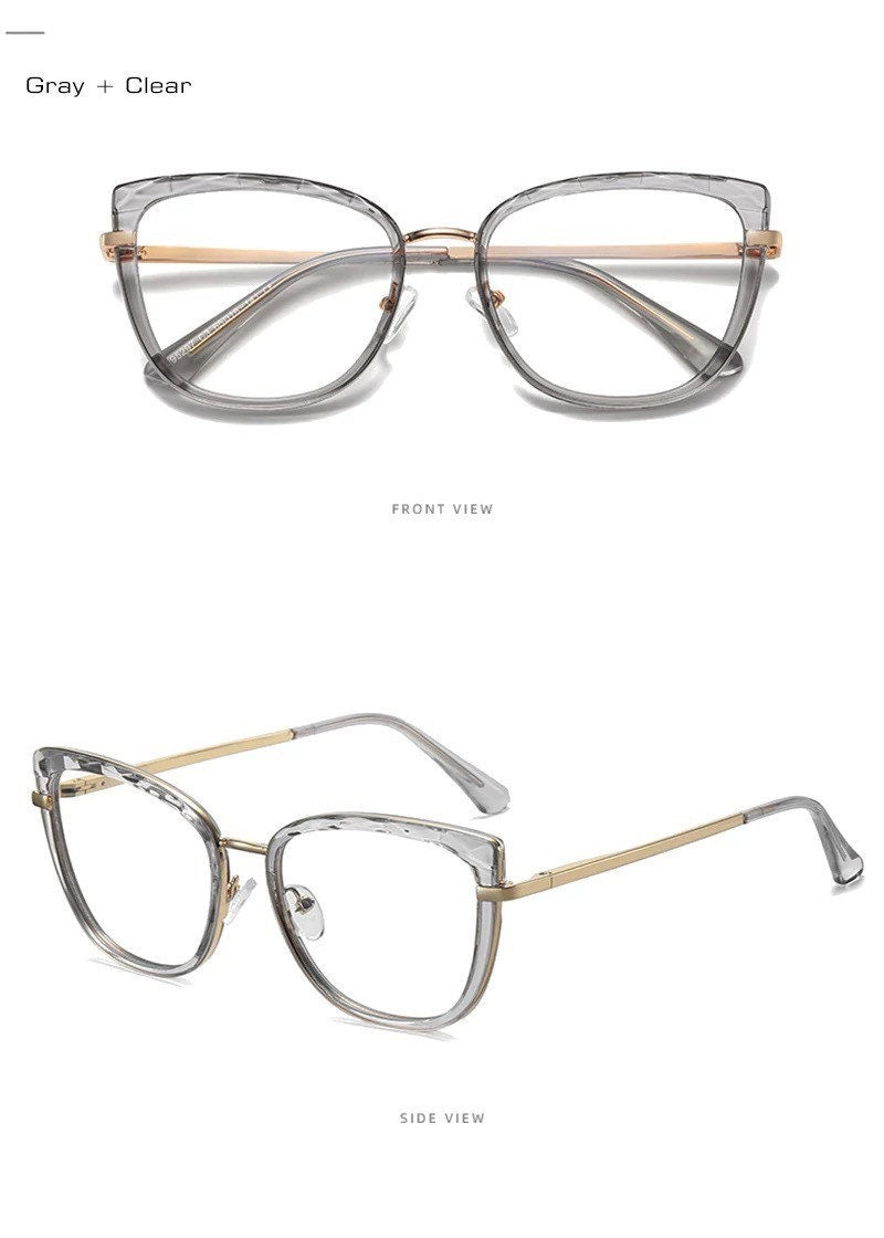 Retro Anti Blue Light Cat Eye|Women Men| Glasses Frame Fashion TR90 Metal Spring Hinge Optical Eyewear|Computer Anti-Blue light Eyeglasses